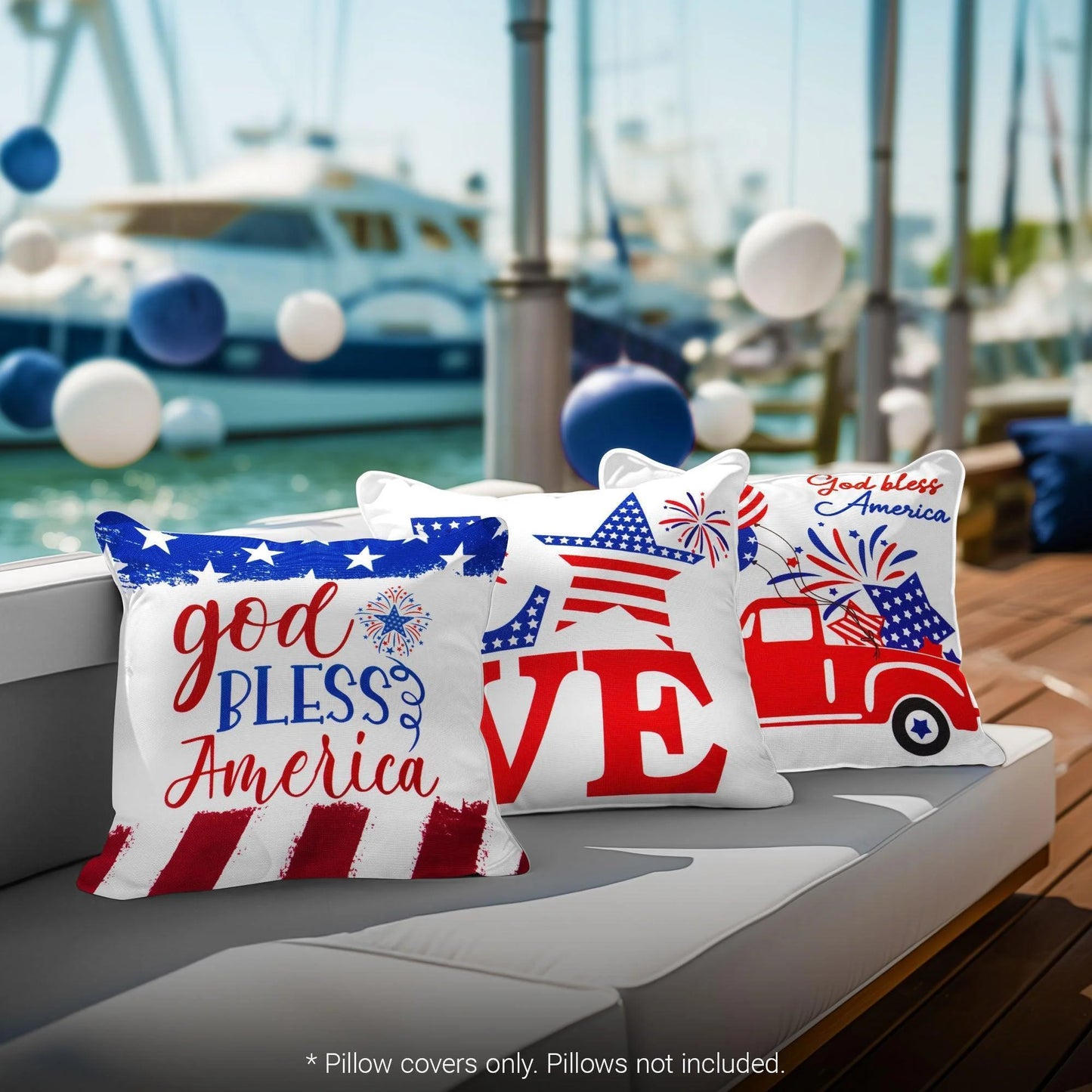 Patriotic Decoration Gnome Fireworks Waterproof Throw Pillow Covers 18X18 In