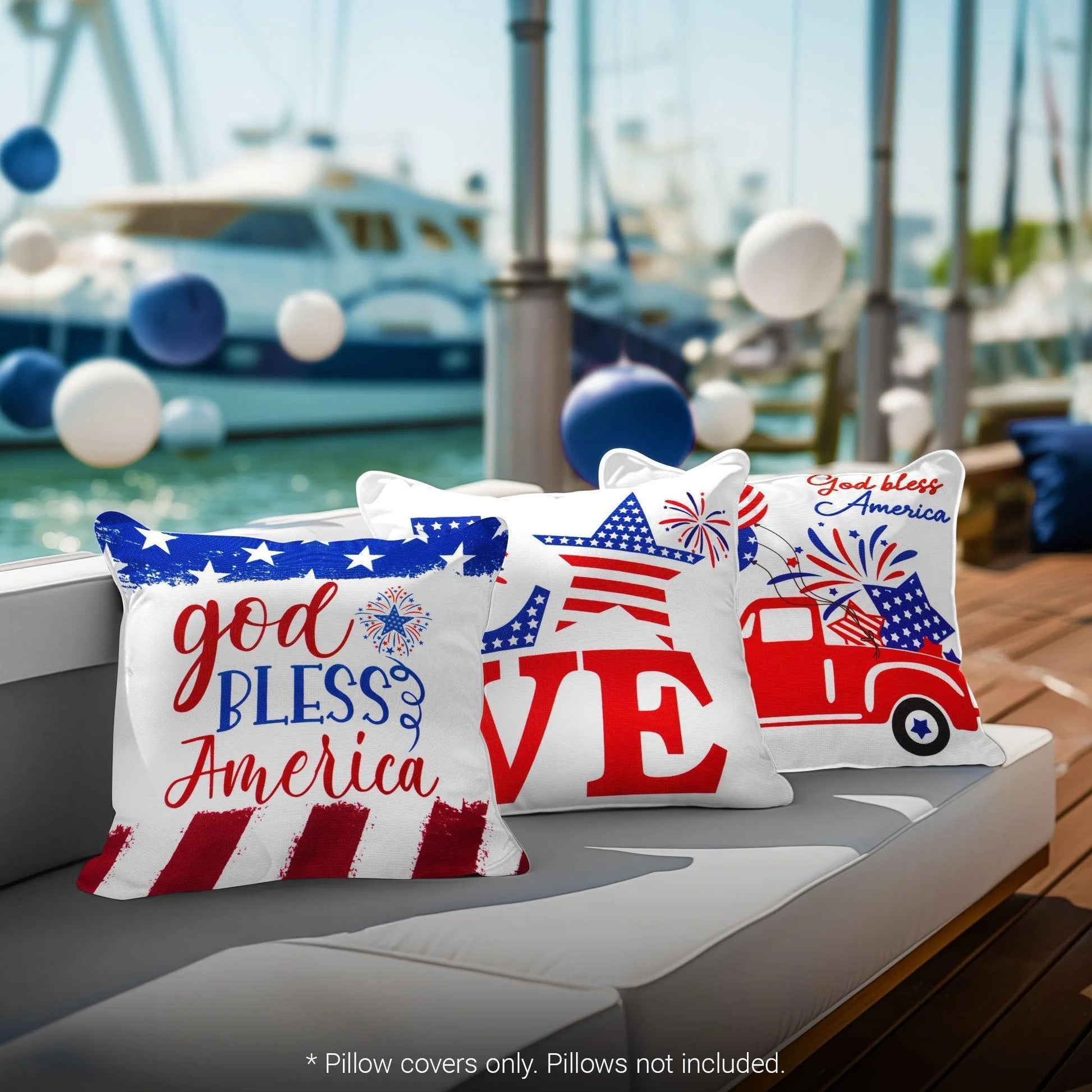 Patriotic Decoration Gnome Fireworks Waterproof Throw Pillow Covers 18X18 In
