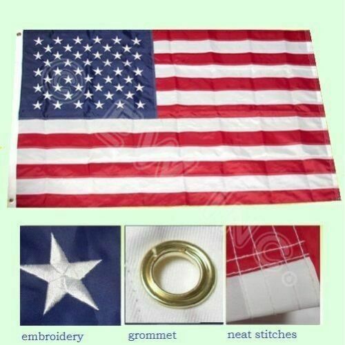 3x5ft US American Flag Heavy Duty Embroidered Stars and Stripes (w/Grommets)
