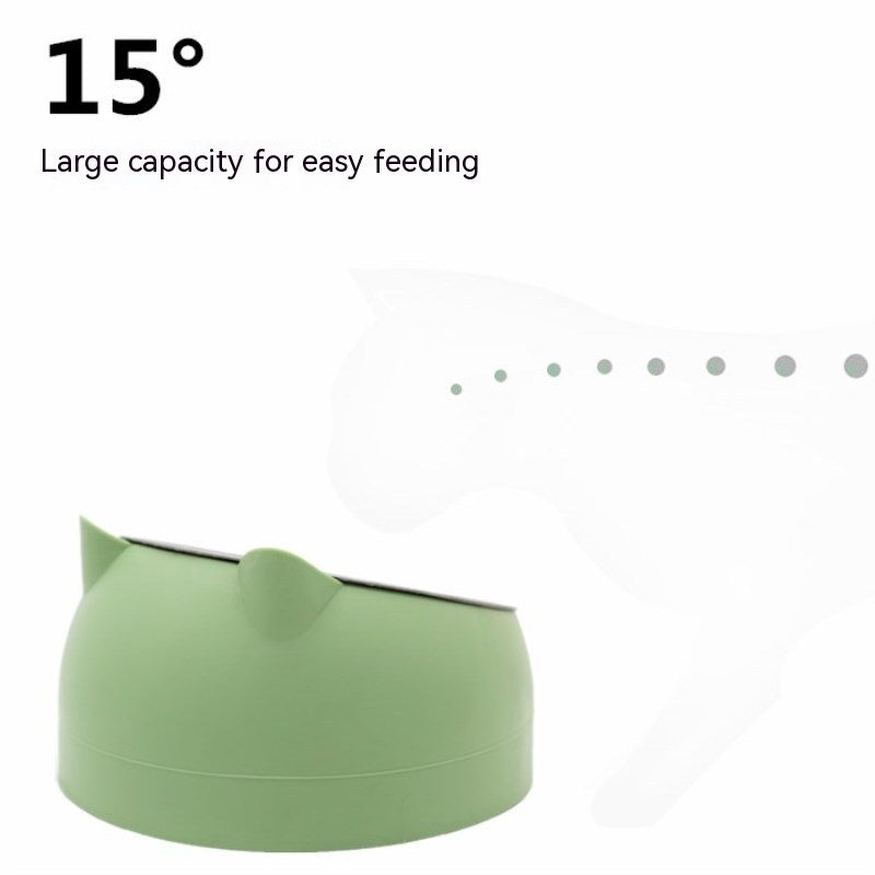 Stainless Steel Dog Bowl Double Bowl Cervical Protection Oblique Mouth Hot Pet Food Basin Supplies