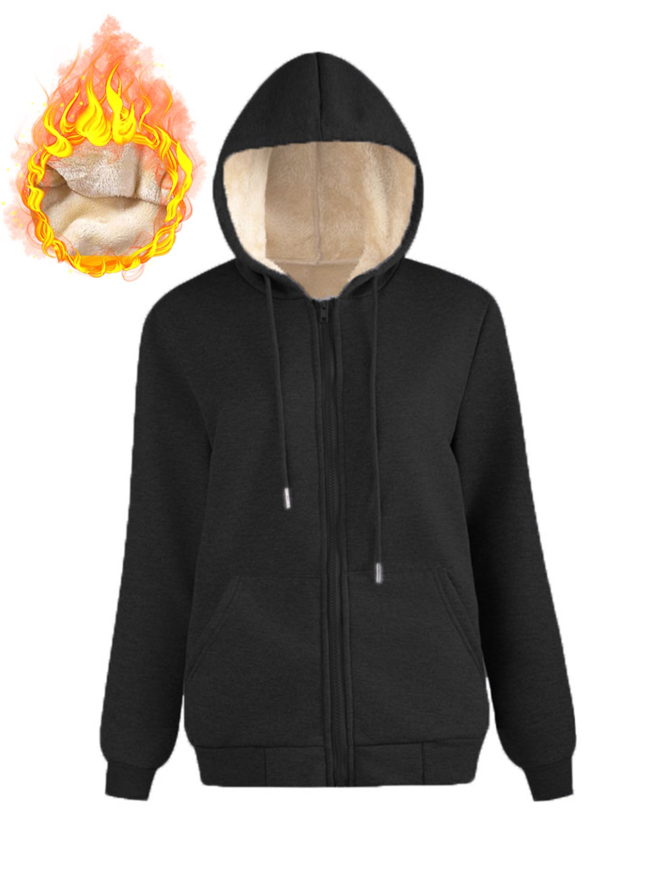 Fleece Pocket Hoodie Sweatshirt Jacket