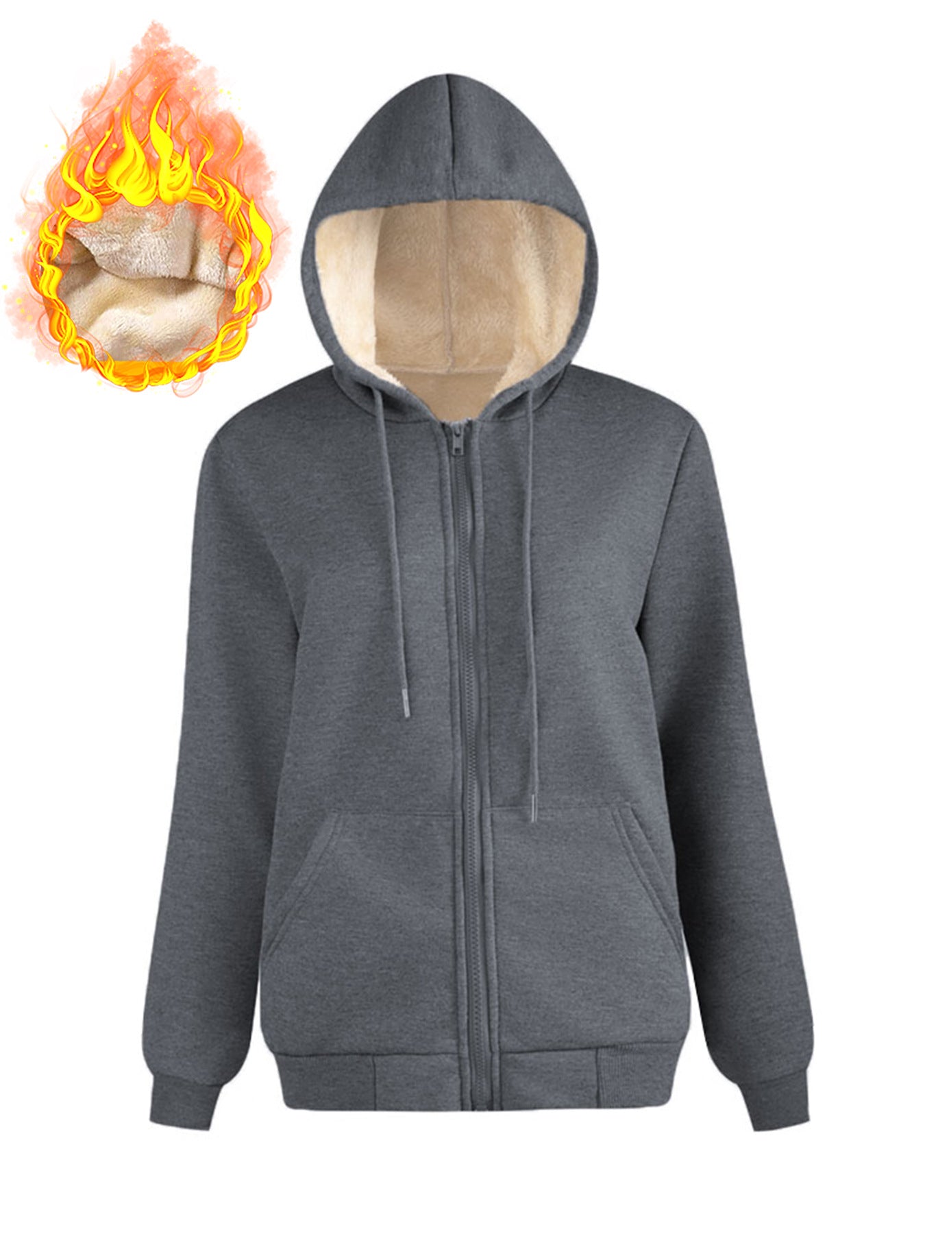 Fleece Pocket Hoodie Sweatshirt Jacket