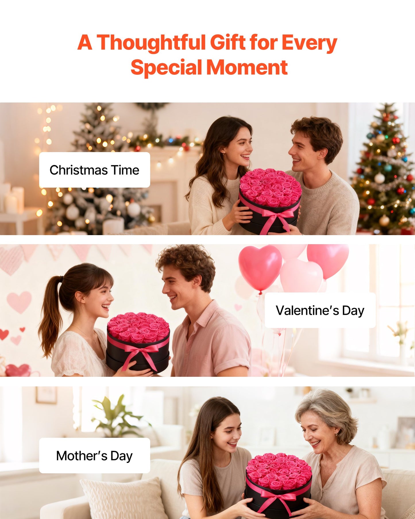 Forever Flowers Preserved Roses Gift | 27 Real Roses in Heart Box | Anniversary, Mother's Day, Valentine's Gift | Lasts 3+ Years