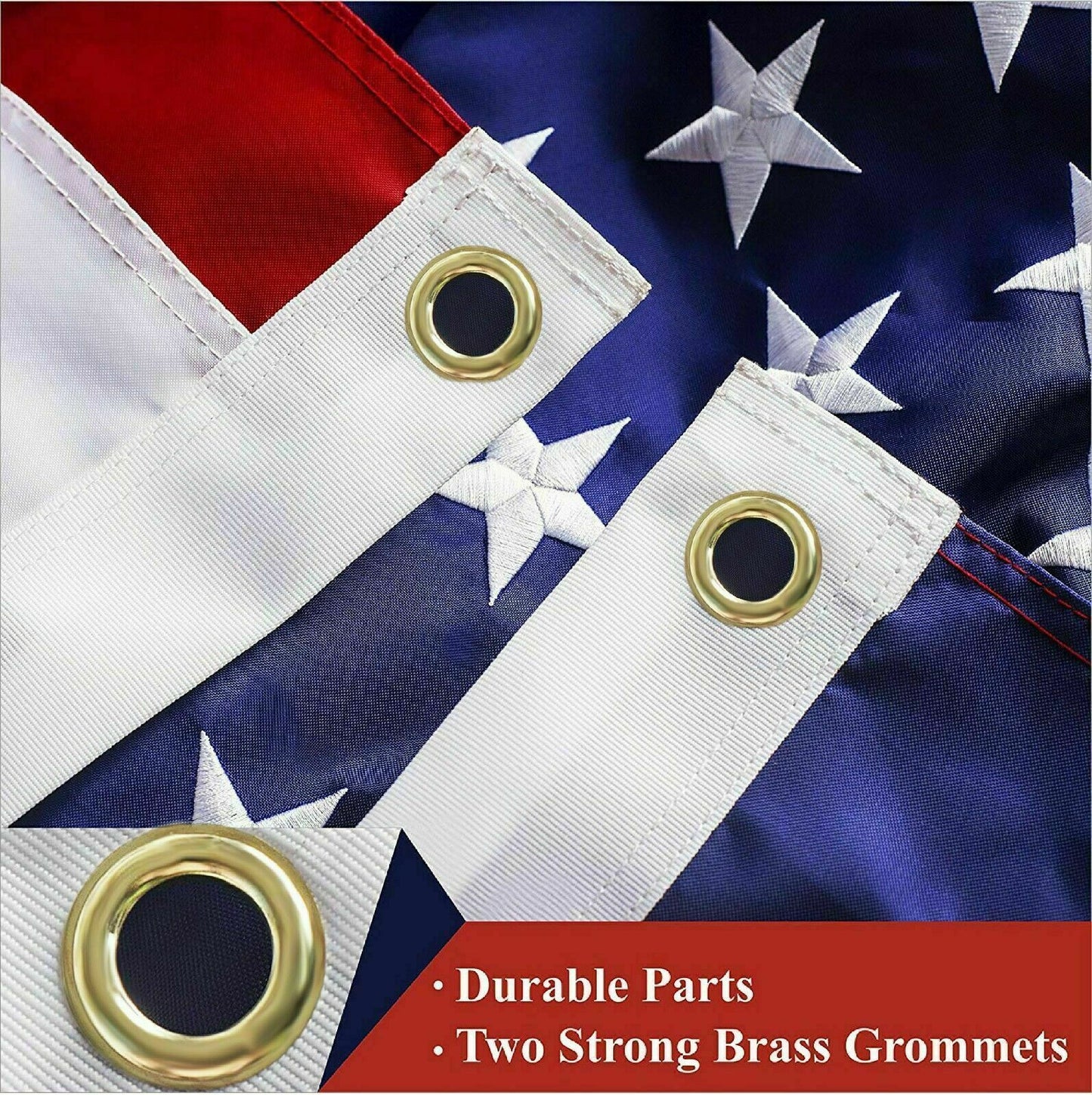 3x5ft US American Flag Heavy Duty Embroidered Stars and Stripes (w/Grommets)