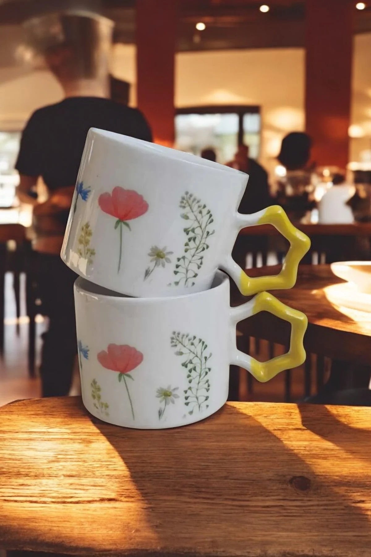 Handmade Ceramic Mugs with Floral Designs for Garden Lovers and Spring Decor