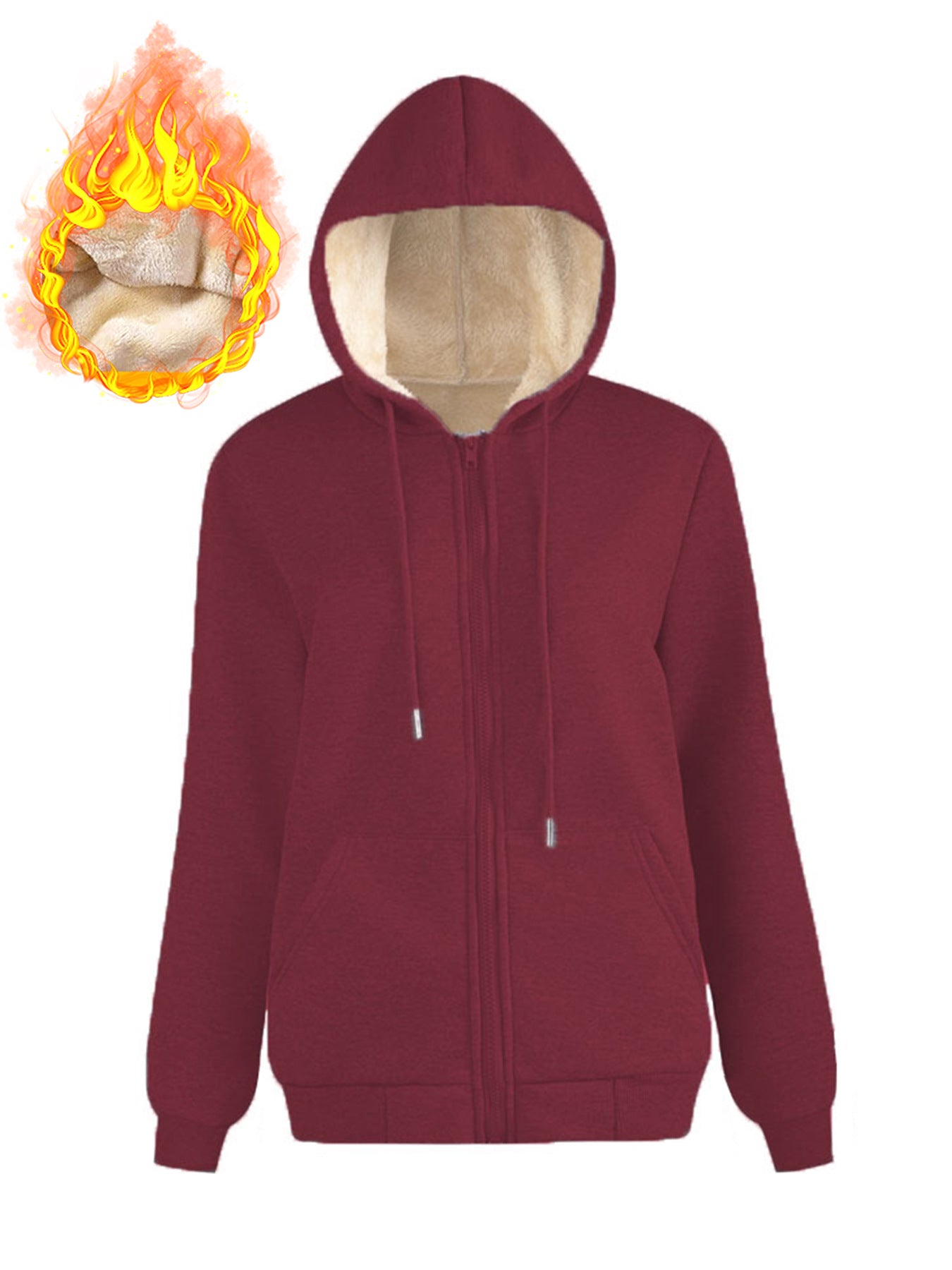 Fleece Pocket Hoodie Sweatshirt Jacket