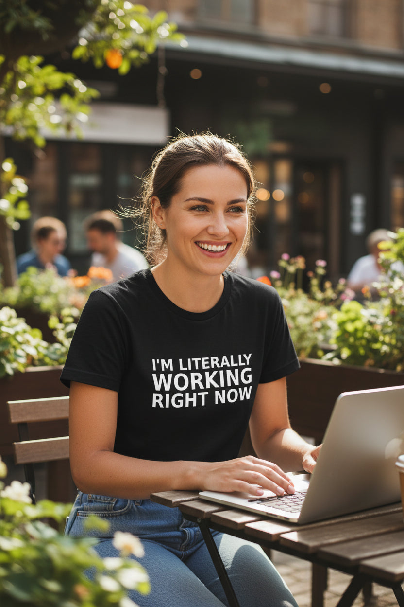 I'm Literally Working Right Now T-Shirt BLACK