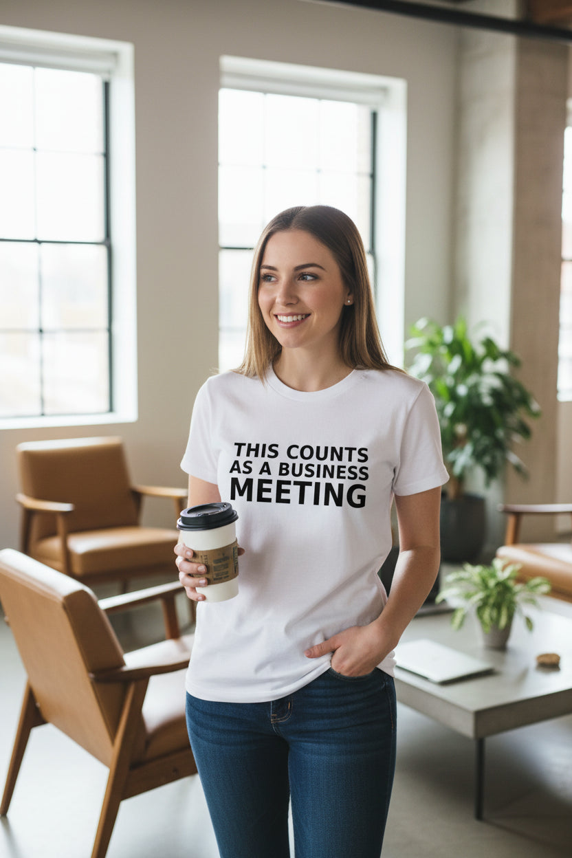 This Counts as a Business Meeting T Shirt WHITE