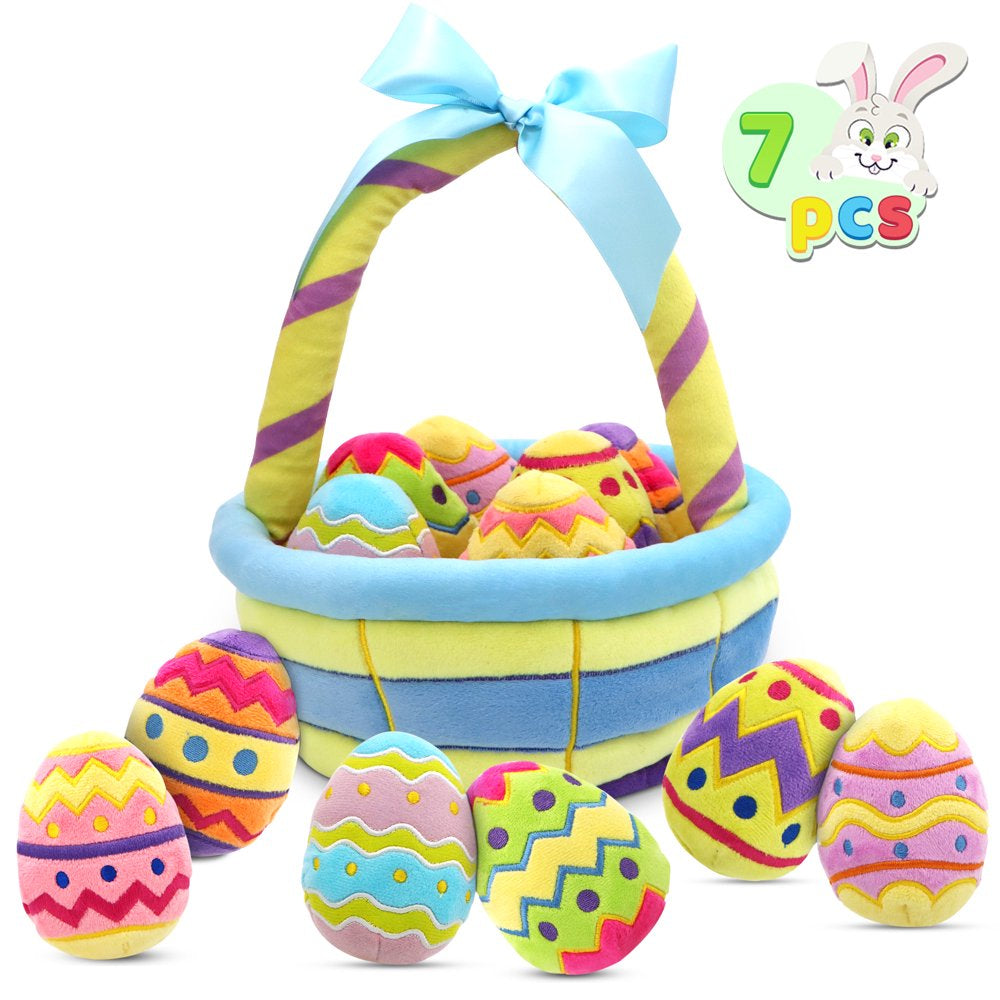 7Pcs Easter Basket Plushies for Baby,Easter Basket Stuffers Fillers,Soft Plush Toys for Kids Birthday Gifts,Easter Party Favors,Easter Egg Hunt,Plush for Toddler & Kids of All Ages