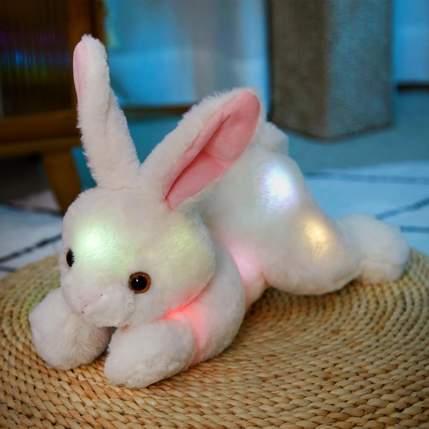 Light up Plush Bunny Rabbit Stuffed Animal Rabbit Plushie Toy Glow in the Dark Bedtime Companion Easter Bunny Gift for Kids, 14’’Best Gifts for Easter Day(Led)