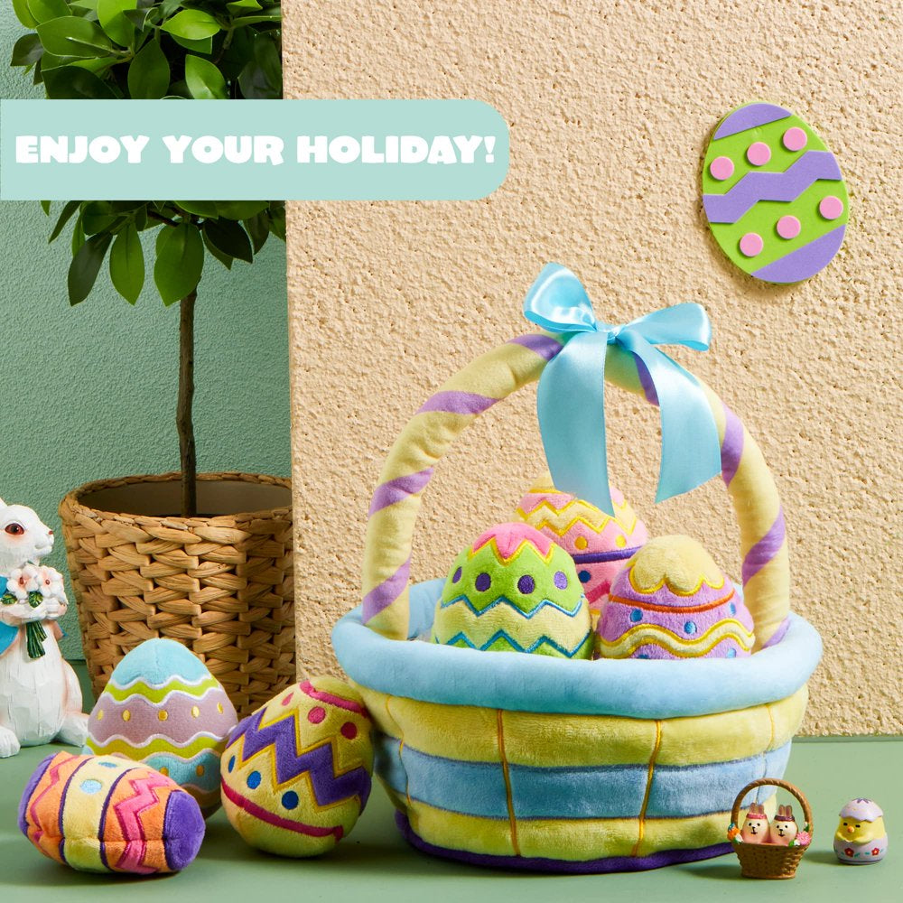 7Pcs Easter Basket Plushies for Baby,Easter Basket Stuffers Fillers,Soft Plush Toys for Kids Birthday Gifts,Easter Party Favors,Easter Egg Hunt,Plush for Toddler & Kids of All Ages