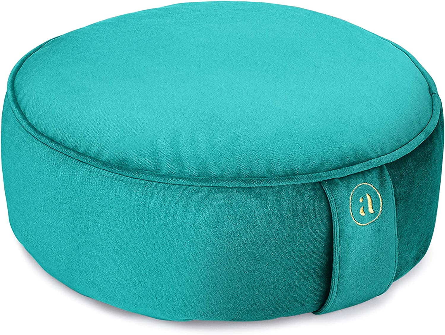 Buckwheat Meditation Cushion round Zafu Yoga Pillow - Zafu Meditation Cushion Velvet with Zippered Organic Cotton Liner to Add or Remove Hulls | Machine Washable - Free Carry Bag (Emerald)